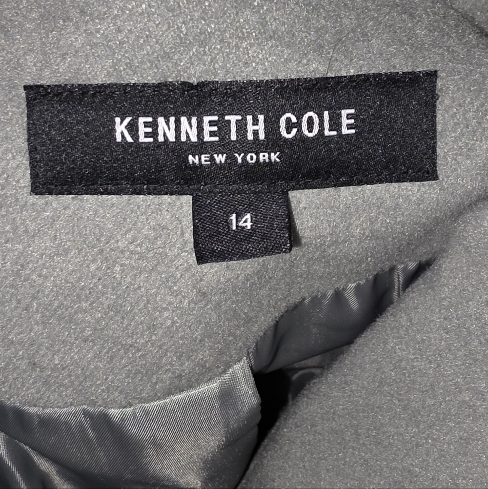 Kenneth Cole Sage Green Belted Wool Blend Long Walking Trench Coat Size 14 New - Picture 9 of 11